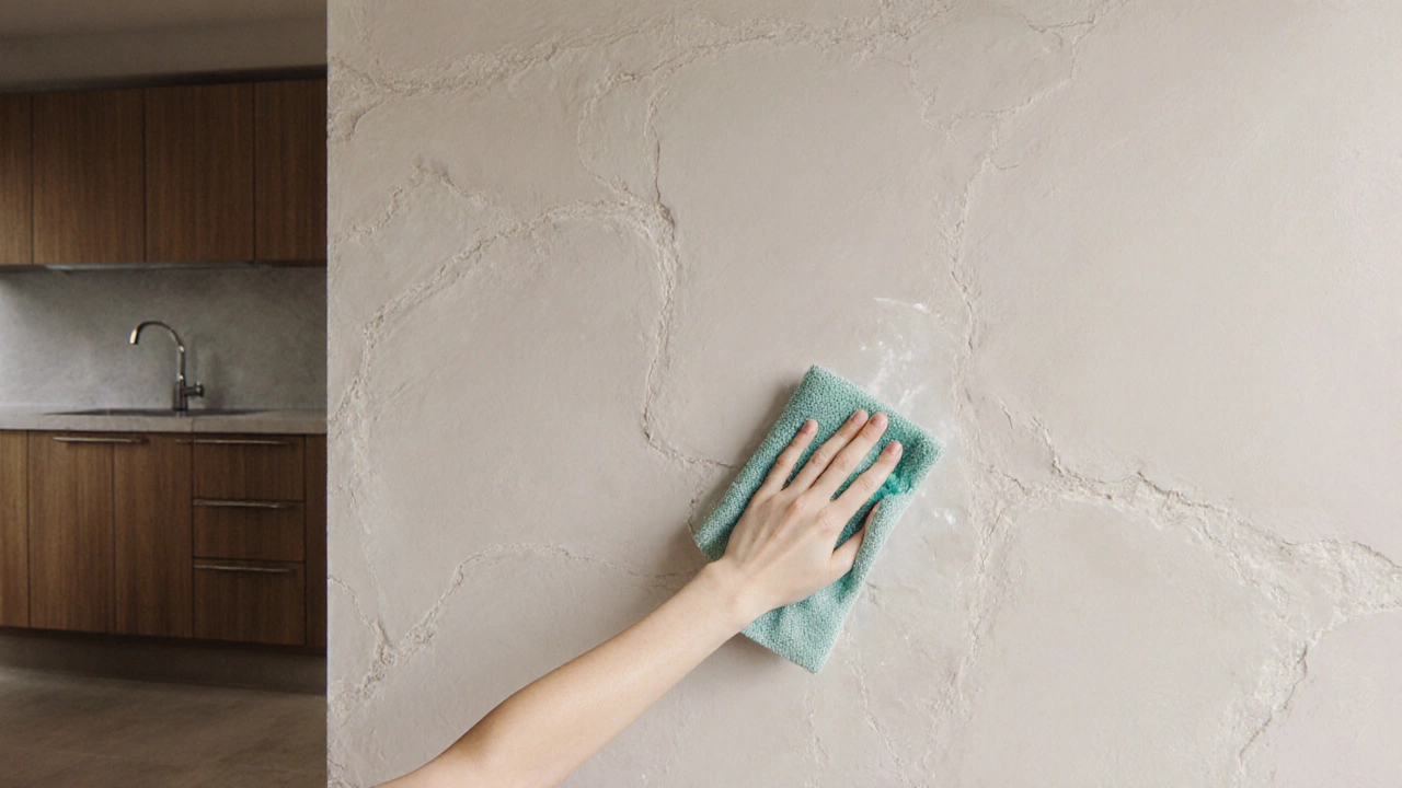 Жидкие обои с антибактериальным покрытием, на которых легко стирается жирная пятно.