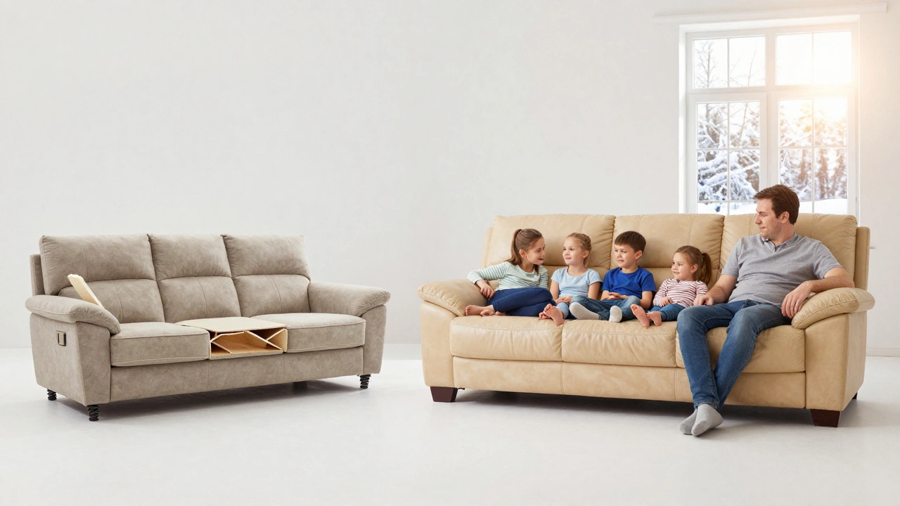 Сравнение дешевого и долговечного дивана: один разваливается, другой служит годами с семьей