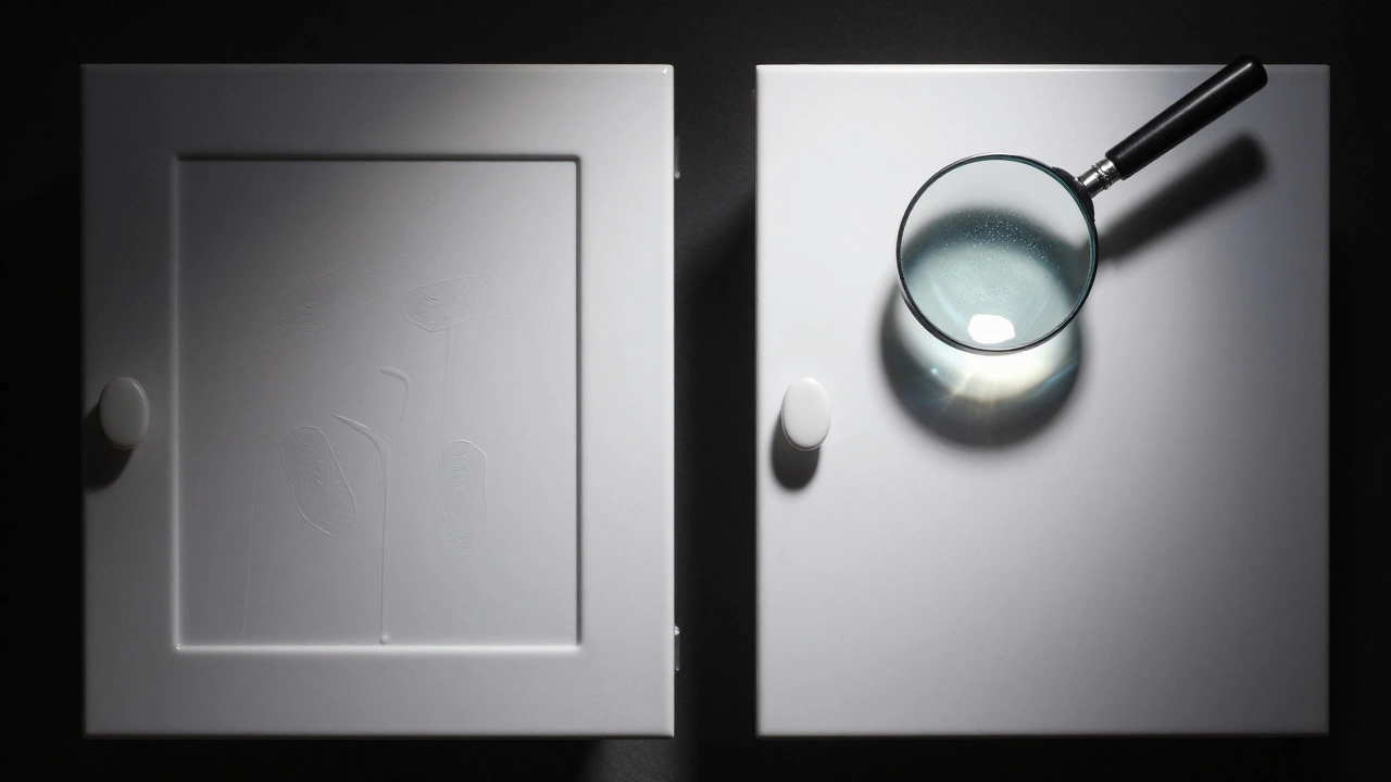 Сравнение глянцевого и антиотпечаткового покрытия кухонных фасадов.