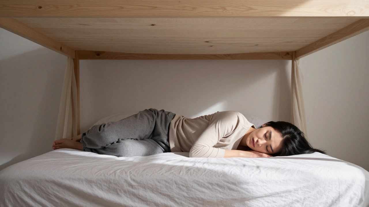 Балка над кроватью, мягкая ткань прикрыла её, чтобы смягчить давление.