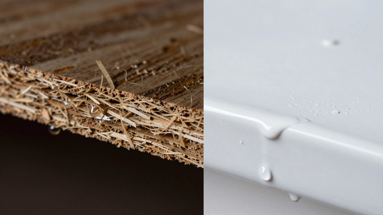 Концептуальное сравнение разбухающего МДФ и защитного слоя влагостойкой эмали